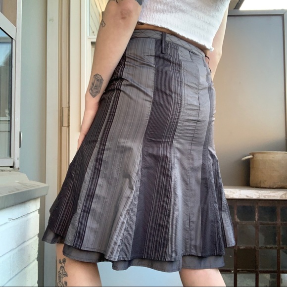 Vintage Pinstripe Patchwork Midi Skirt - Picture 3 of 4
